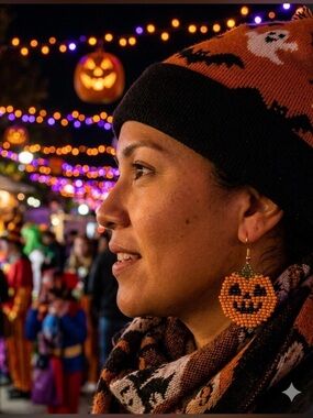 Beaded Jack/O-Lantern Earrings